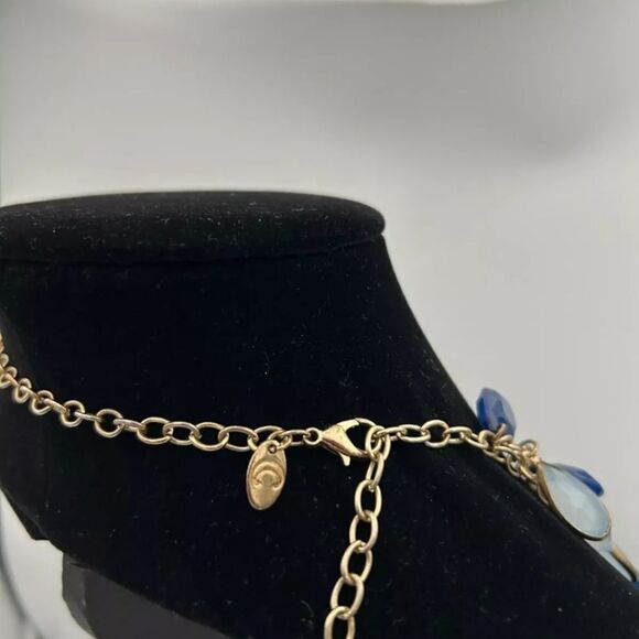 Vtg. Gold Tone Chain Charming Charlie  Tear Drop Acrylic Beads Necklace - Picture 7 of 9